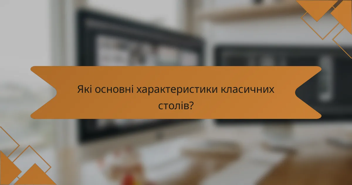 Які основні характеристики класичних столів?